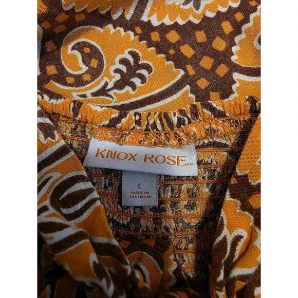 Knox Rose Womens Maxi Dress Boho Size Large Summer Dress Peekaboo Tie Orange - Picture 4 of 5